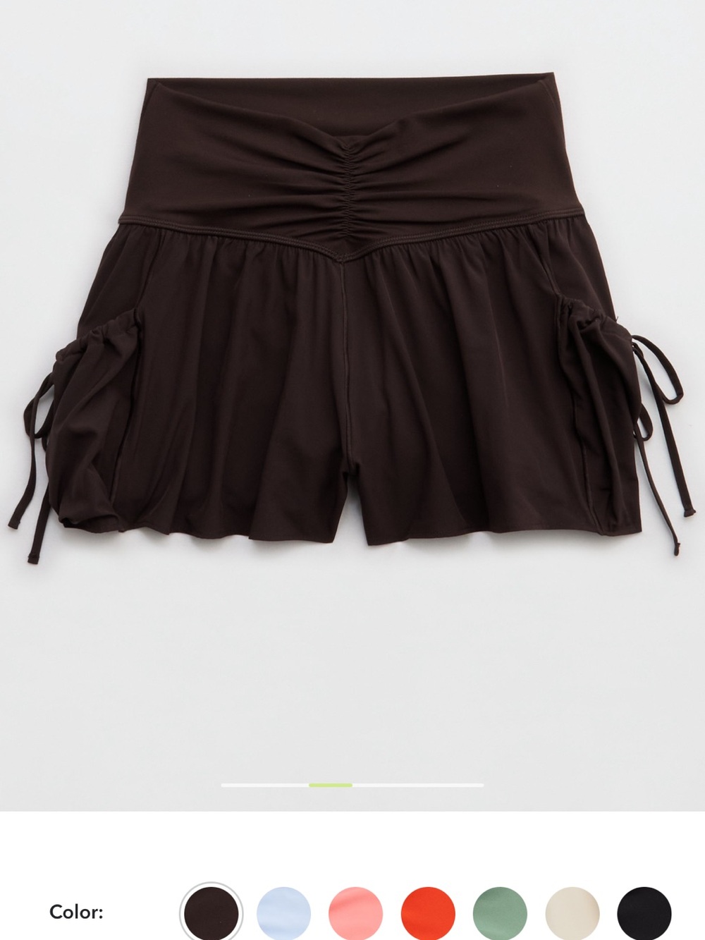 aerie Dark Brown Ruched Waist Skort Shorts